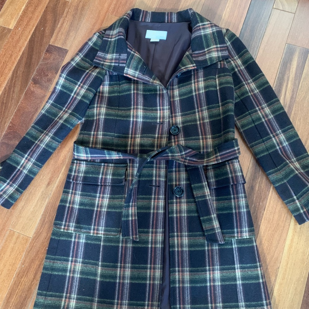 Michael Kors Brown with Multicolor Plaid Coat